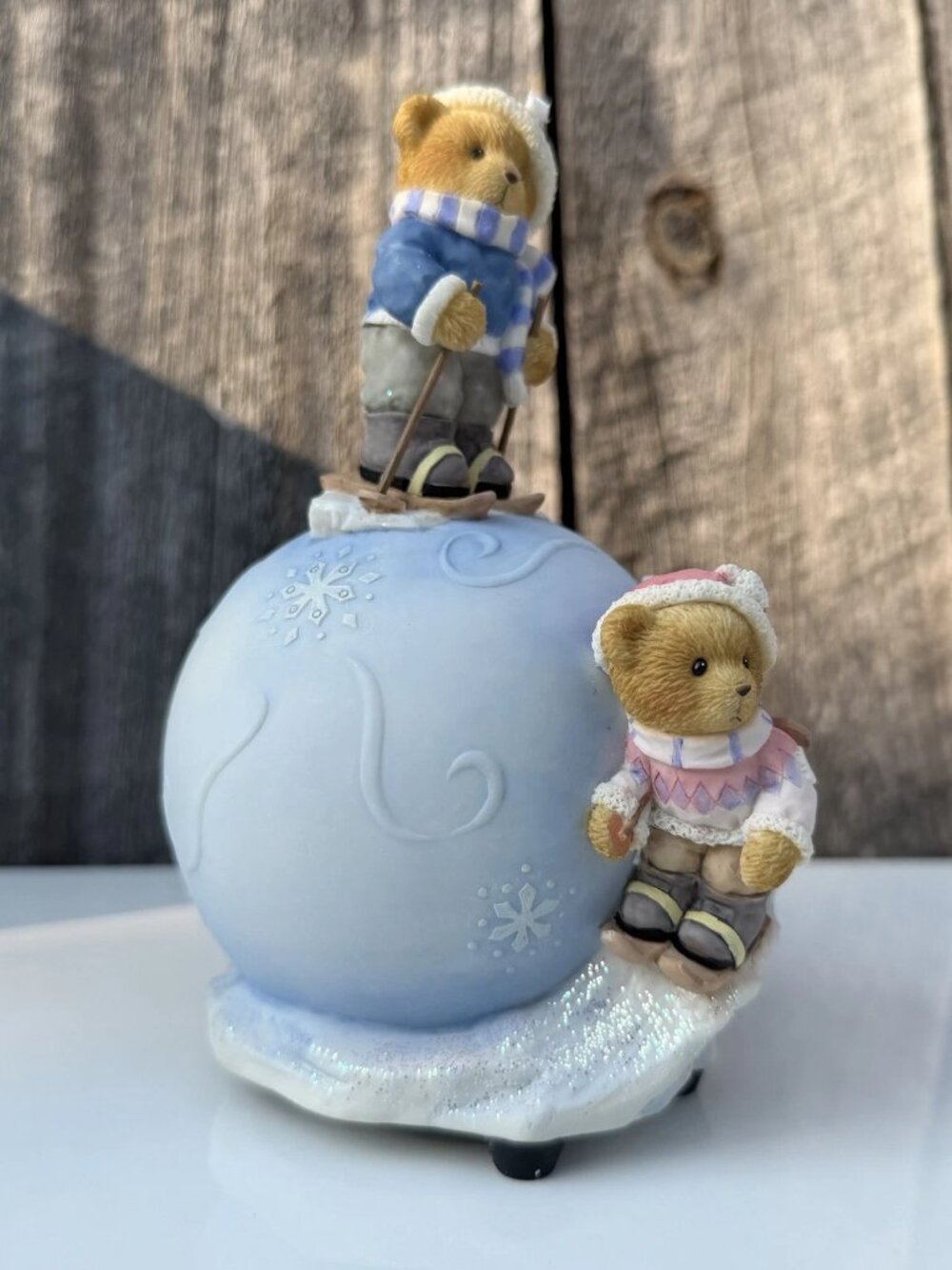 Cherished Teddies 4004846 Havin' a Snowball Musical Jingle Bells Ski Christmas